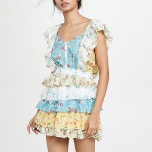 LoveShackFancy Phyllis Tiered Mini Dress